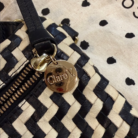 Clare V Black and Cream Grande Fanny Crossbody Bag - Picture 3 of 10